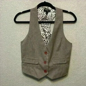 Tan animal print star city vest top sz M 90s y2k vintage fall street wear work